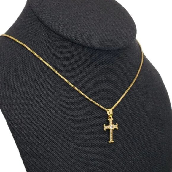 14K Gold Mens 1ct Diamond Cross Pendant Necklace Christian 14 K Silver Jewelry - Picture 4 of 7